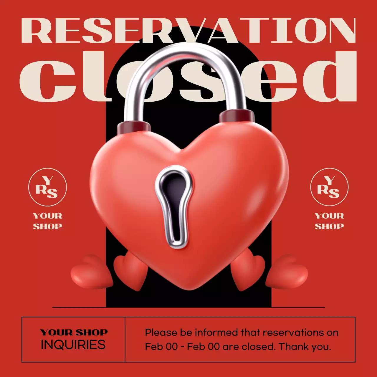 Red Modern 예약 공지 소셜 미디어 게시물