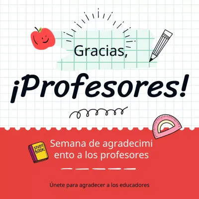Publicidad de la Semana de Agradecimiento a los Profesores en blanco y rojo
