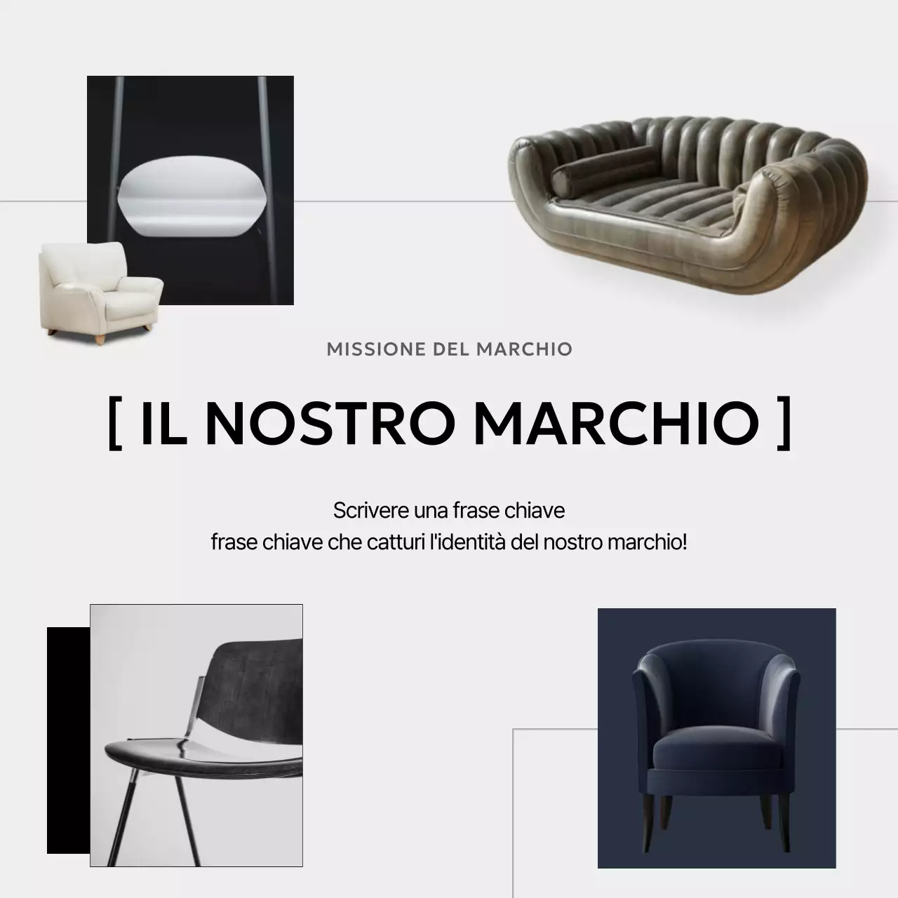 Messaggi di marca per interni minimalisti in bianco e nero