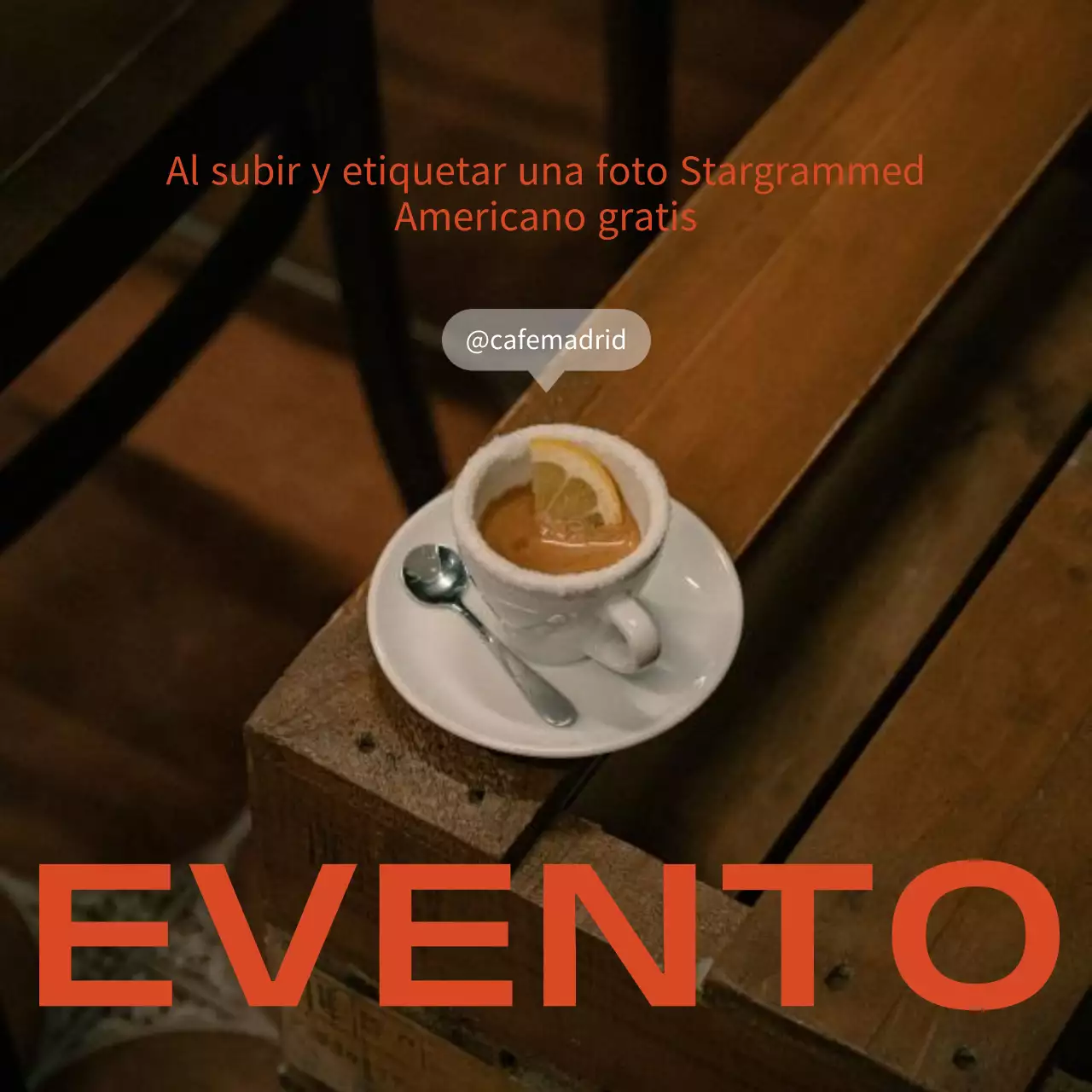 Promover un sencillo anuncio verde y naranja para un café