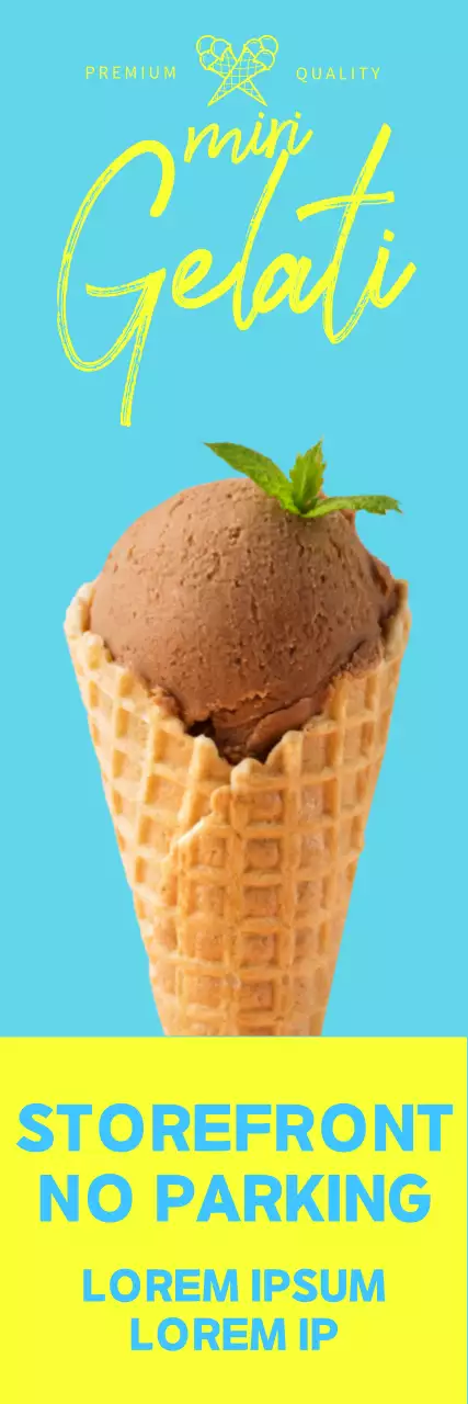 Promote a store with a photo of a light blue ice cream and a no parking sign