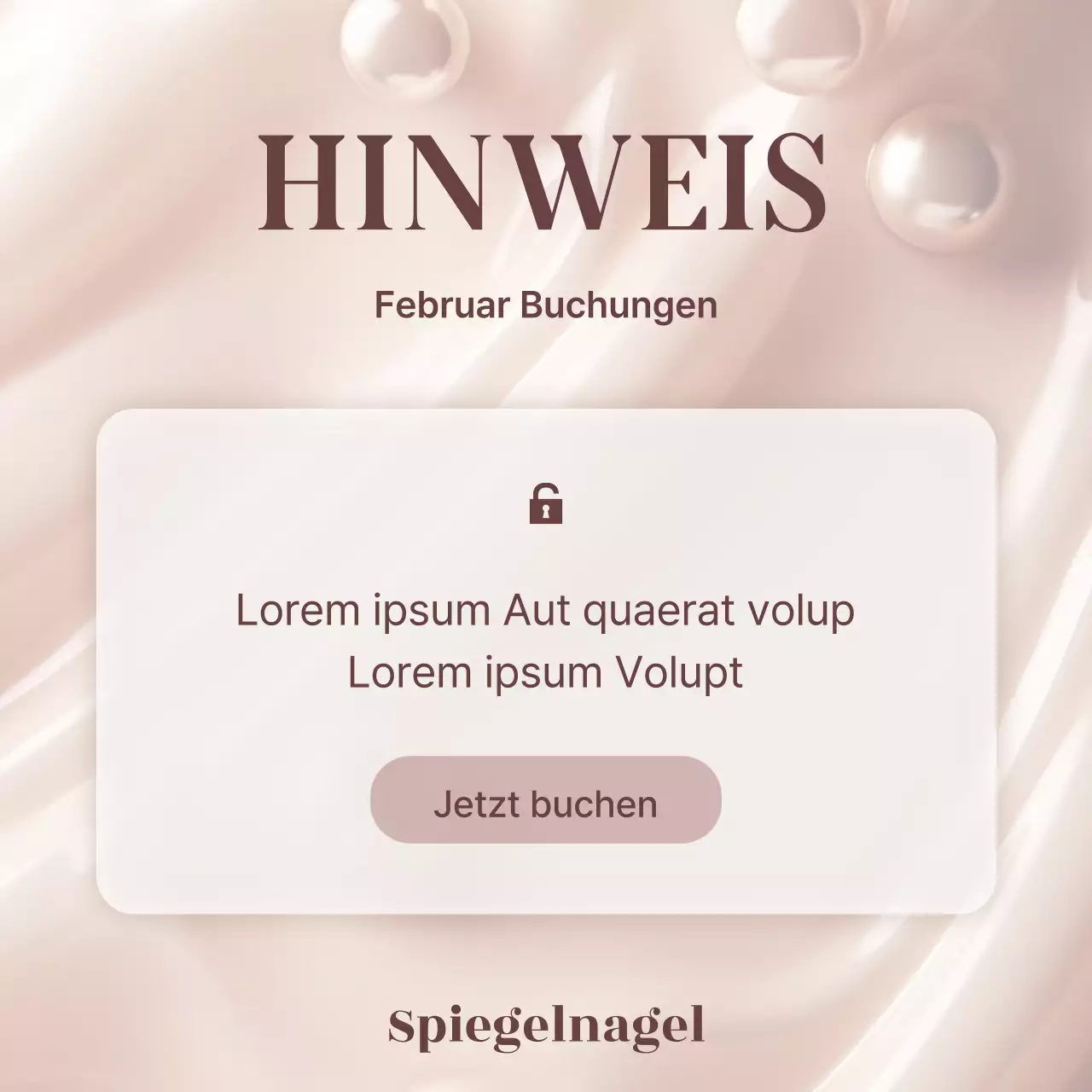 Terminankündigung für ein luxuriöses Nagelstudio in Beige