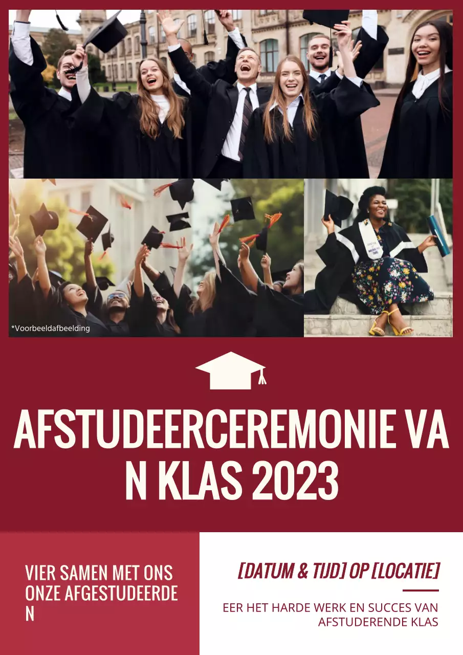 Rood en Witte Eenvoudige Uitnodiging voor Afstudeerceremonie