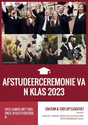 Rood en Witte Eenvoudige Uitnodiging voor Afstudeerceremonie