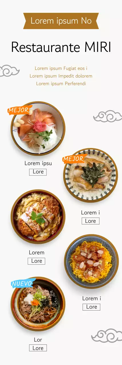 Guía de menús de restaurantes limpios y de inspiración oriental