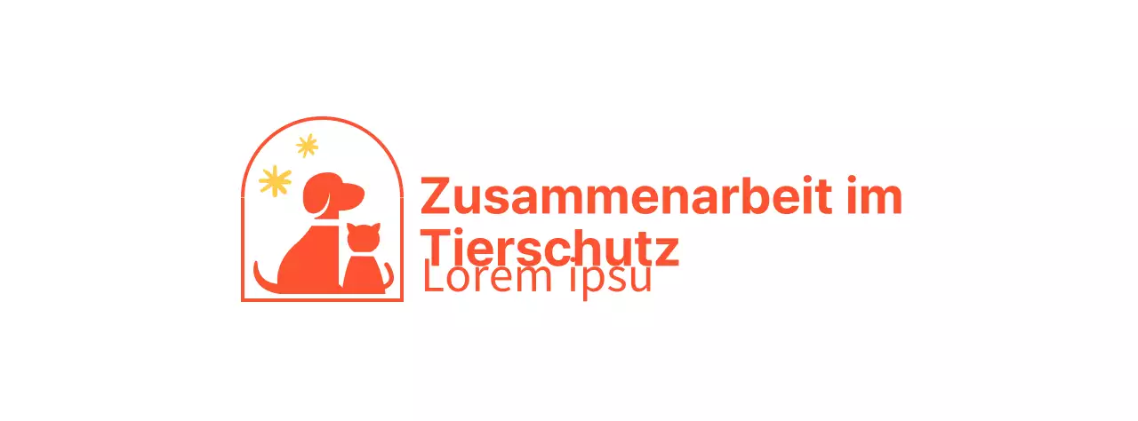 Die Humane Society mit einem niedlich illustrierten Logo mit einem Hund und einer Katze in Rot
