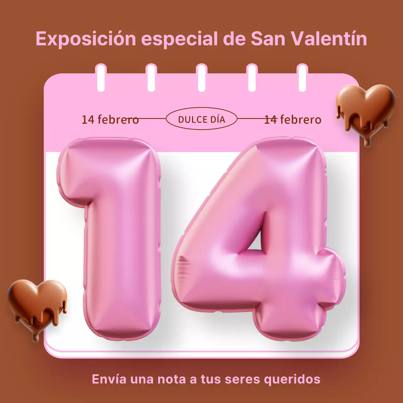Folleto cibernético de San Valentín en rosa