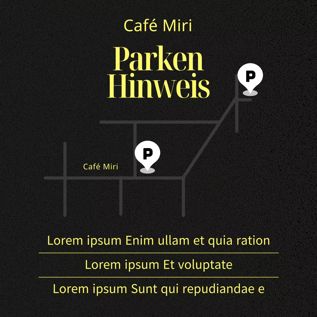 Designpost für einen trendigen Cafébesitzer in Gelb und Schwarz