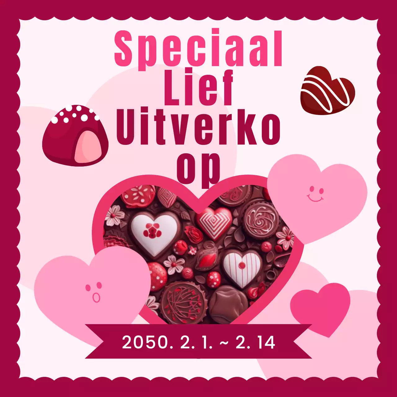 Een mooie Valentijnsadvertentie in roze en lichtblauw