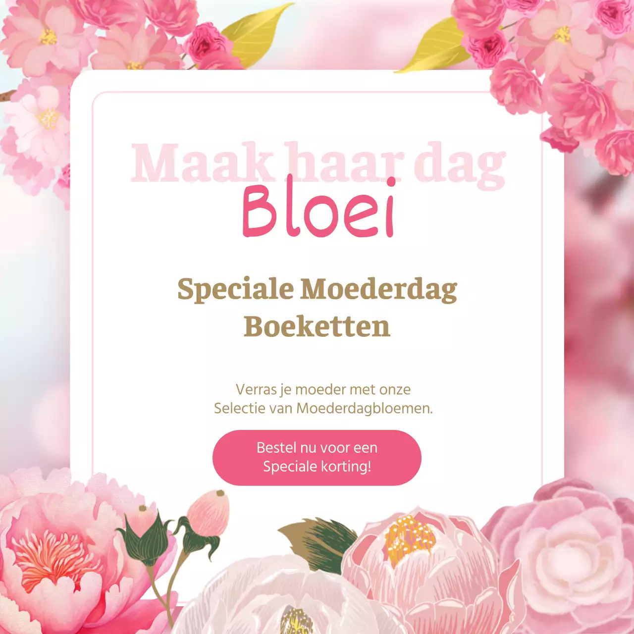 Roze en Wit Klassieke Moederdag Bloemist Advertentie