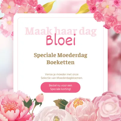Roze en Wit Klassieke Moederdag Bloemist Advertentie