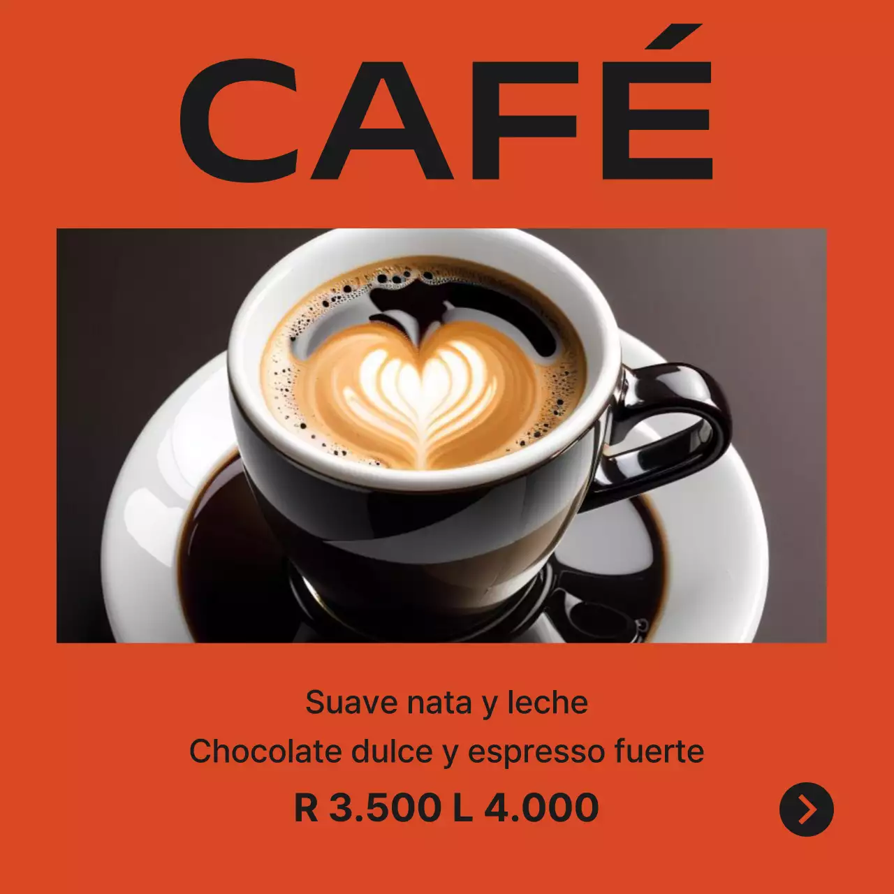 Promover un sencillo anuncio verde y naranja para un café