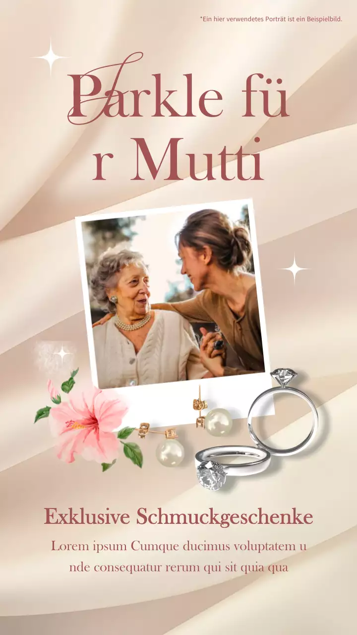 Beige und Rot Eleganter Schmuck zum Muttertag Werbeaktion