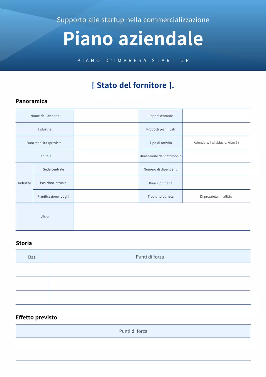 Il semplice piano aziendale di Blue