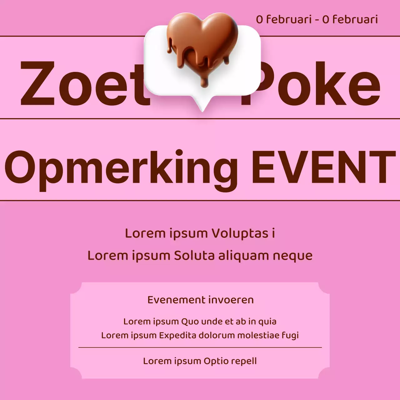 Kitscherige Valentijns flyer in roze