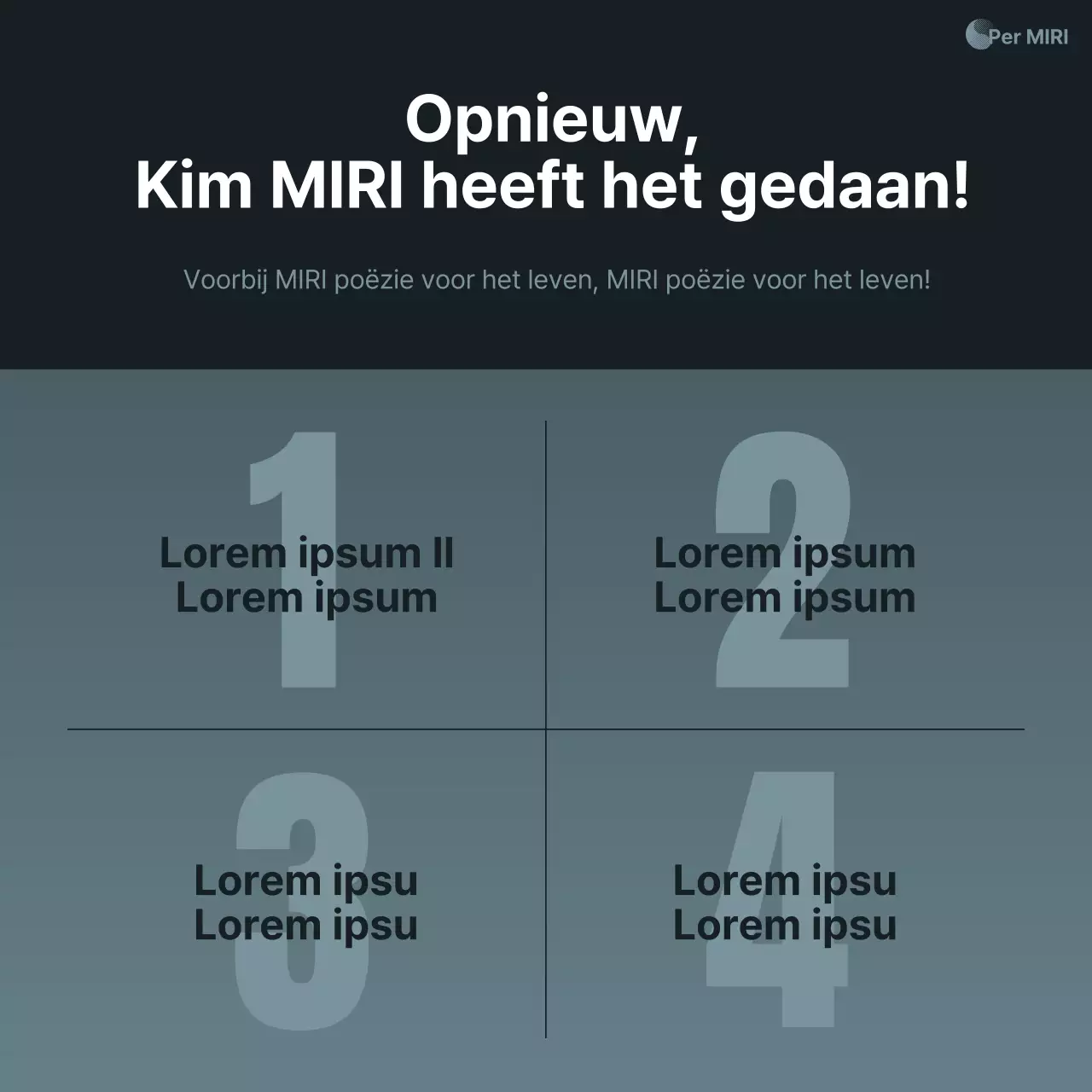 Een eenvoudige campagneadvertentie in marineblauw en wit