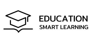 Smart Learning with a bachelor's cap and book illustration logo