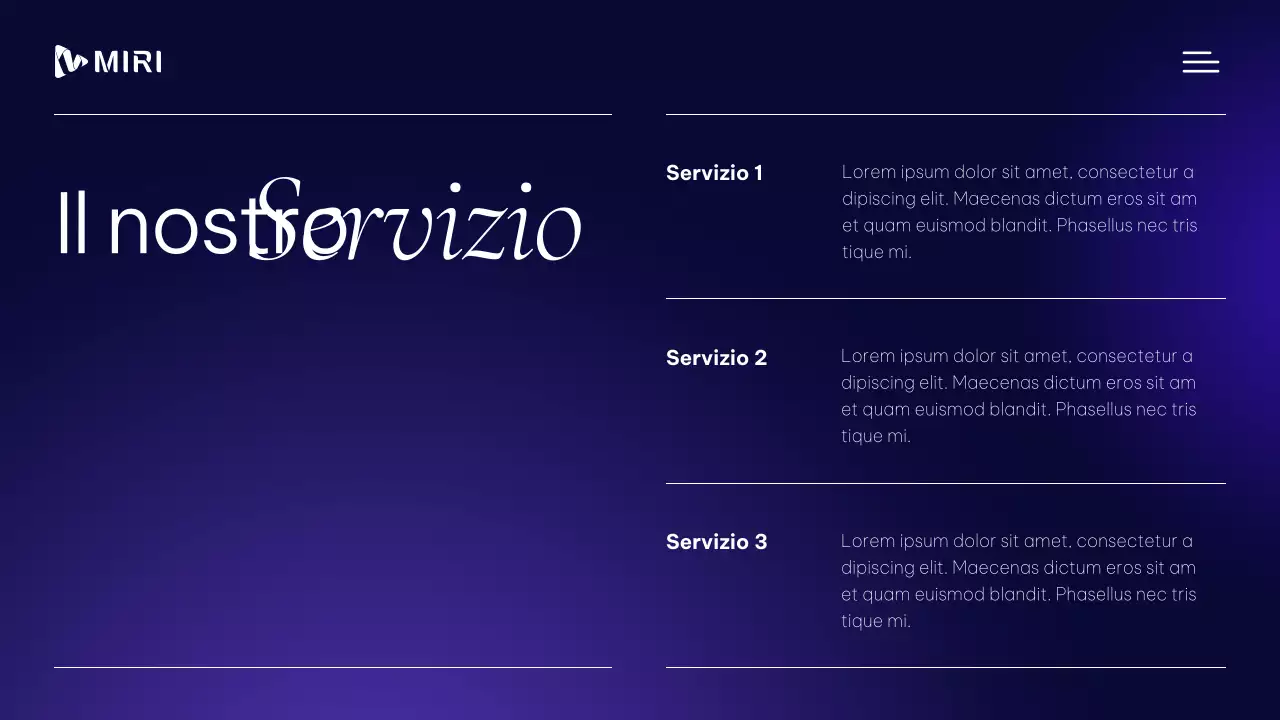 Materiali moderni e professionali per il profilo aziendale in viola e bianco