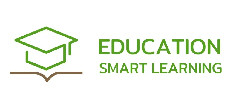 Smart Learning with a green bachelor's cap and book illustration logo