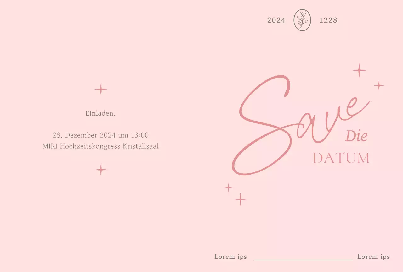 Elegante Einladung mit rosa Ton-in-Ton-Kursivschrift