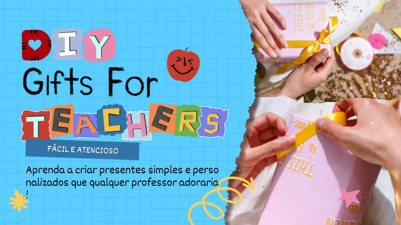 Guia de presentes DIY azuis e cor-de-rosa para professores