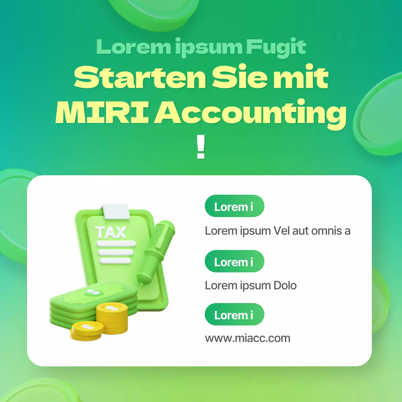 Moderne Buchhaltungserklärung zum Jahresende mit grünem Hintergrund