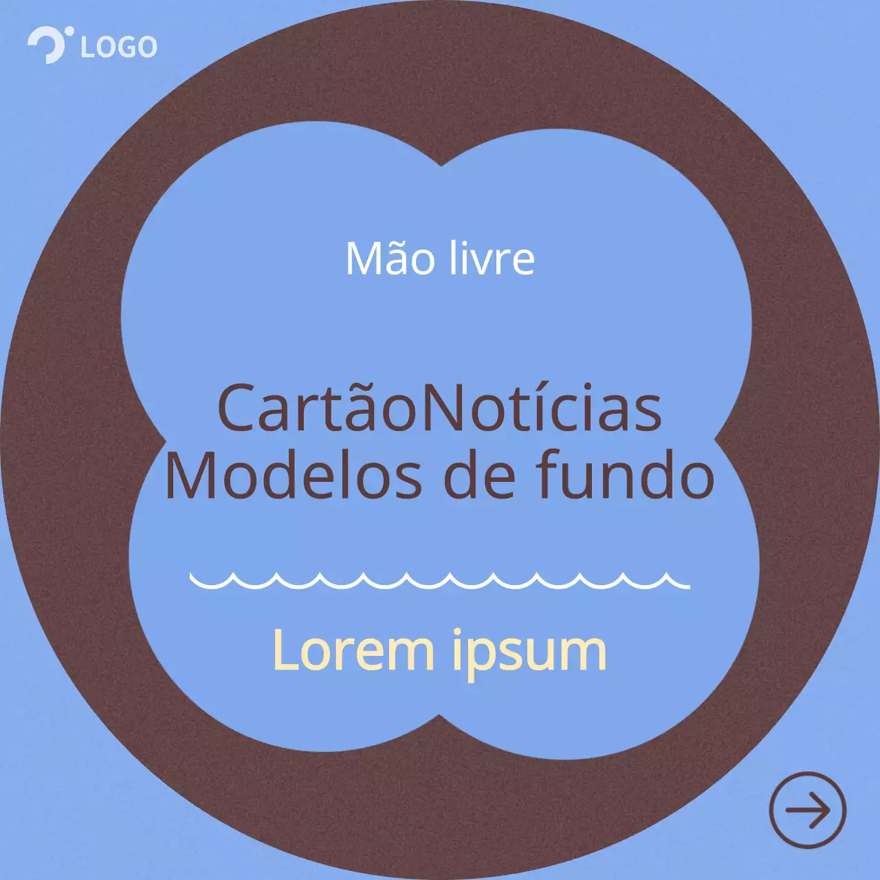 Descrição do fundo minimalista à mão livre em azul claro e castanho