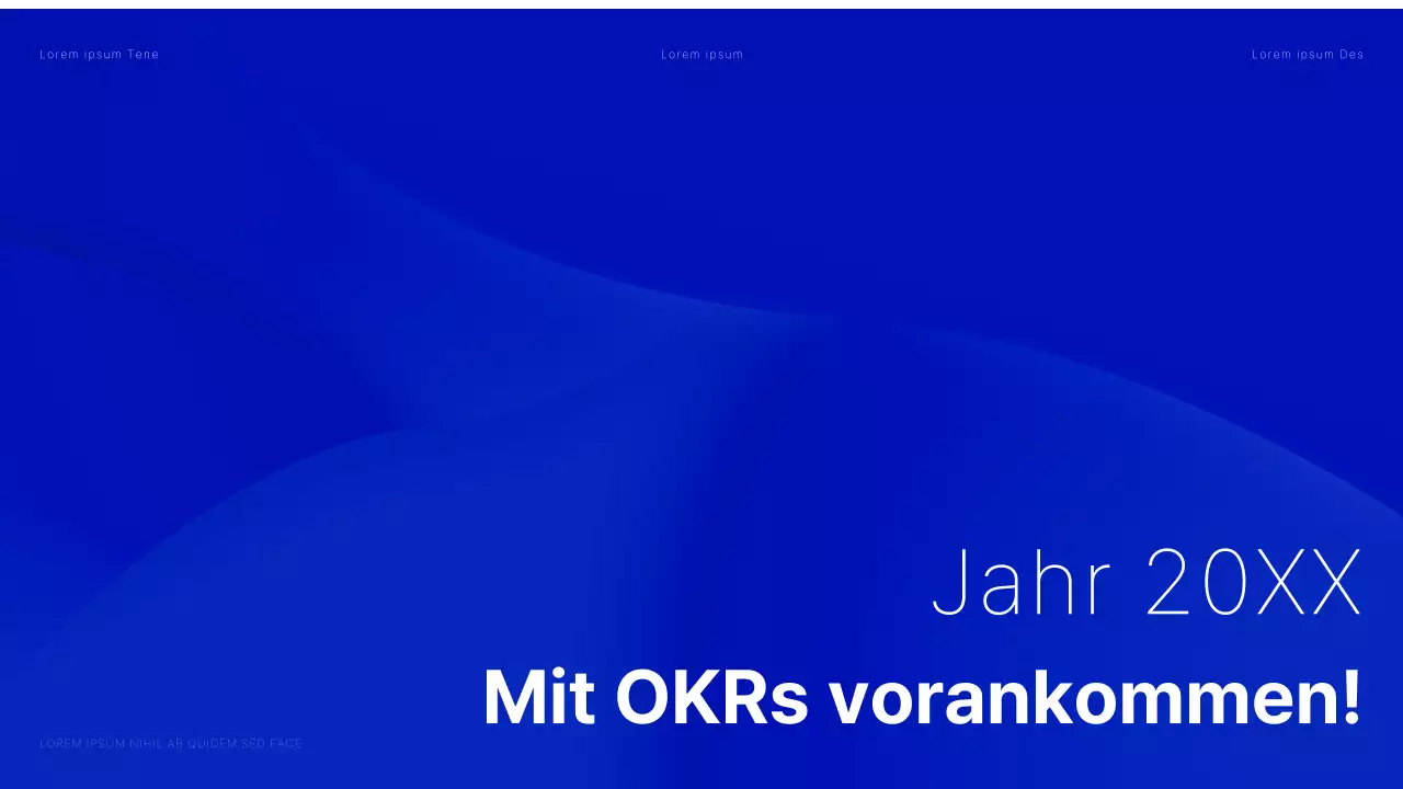 Moderner OKR-Bericht in Blau und Weiß