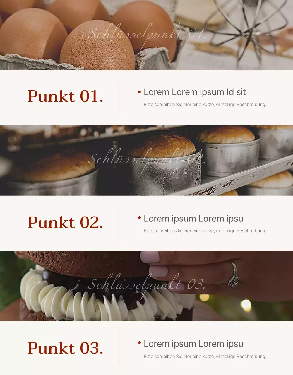 Werbung für eine süße Bäckerei in Rot und Rosa