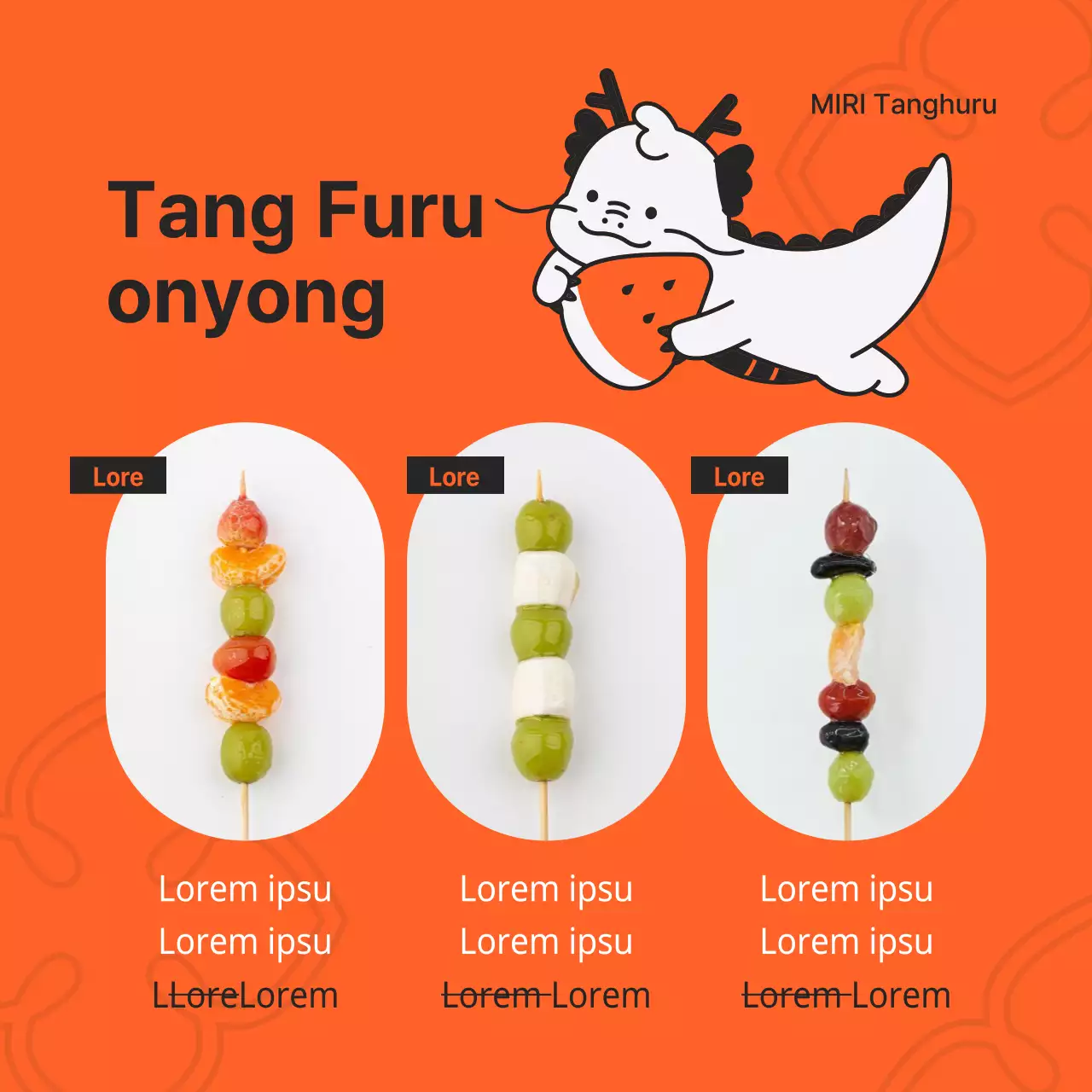 Anuncio pop-art en blanco y naranja de las rebajas del Año Nuevo Lunar