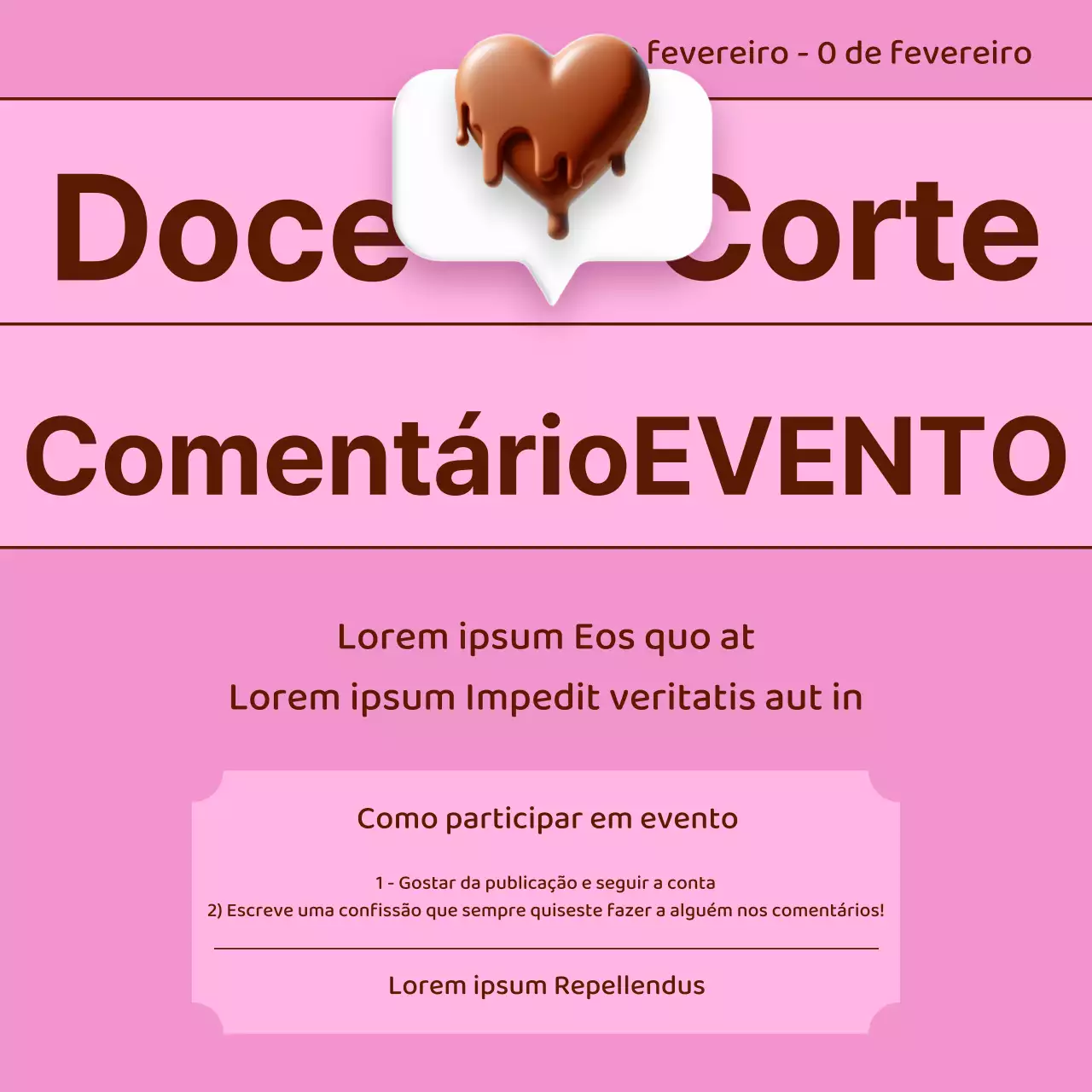 Promover um evento simples de comentários cor-de-rosa nas redes sociais