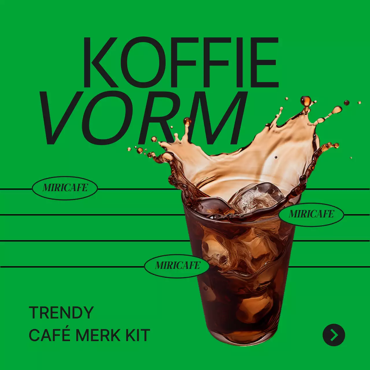 Promoot een eenvoudige groene en oranje caféaankondiging