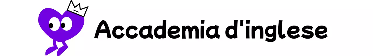 Accademia d'inglese con un simpatico concetto di personaggi dal cuore viola