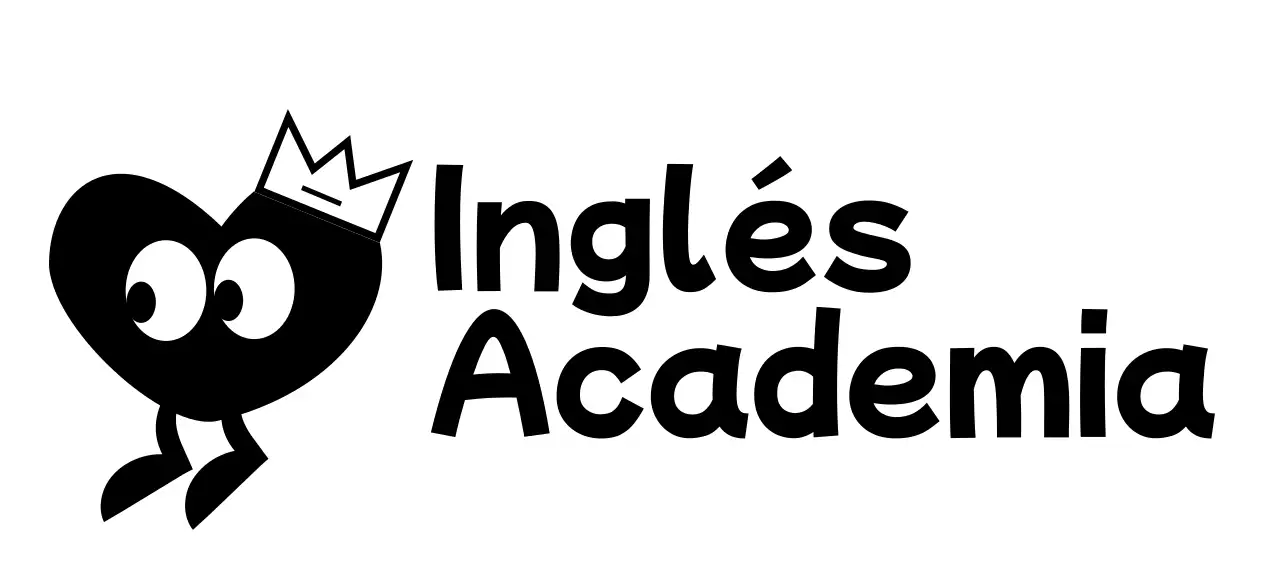 Un bonito concepto de academia de inglés con personajes de corazón