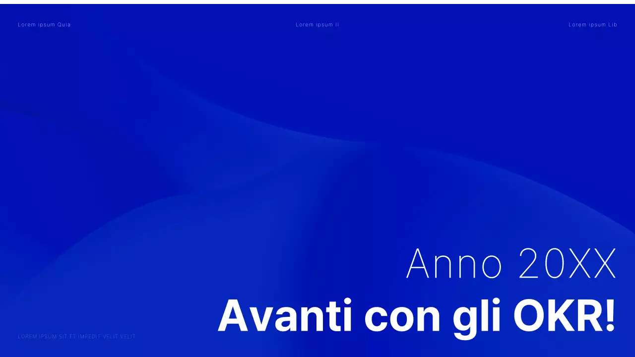 Un moderno rapporto OKR in blu e bianco