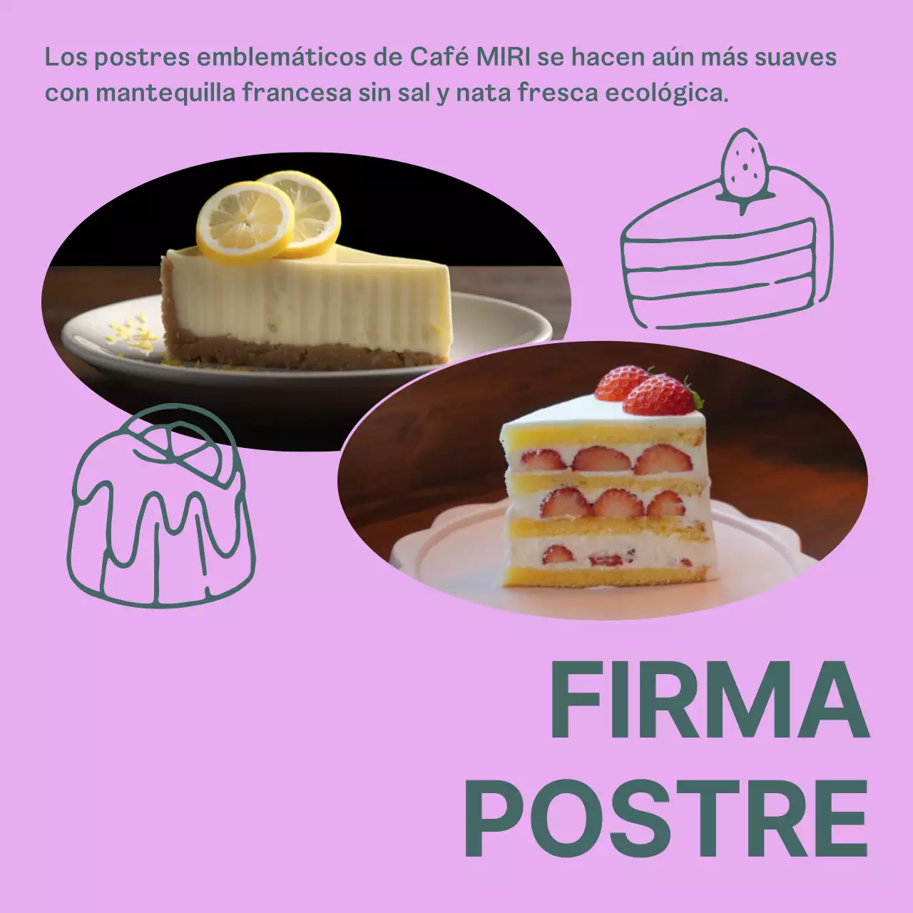 Sencillo anuncio de cafetería en amarillo y marrón