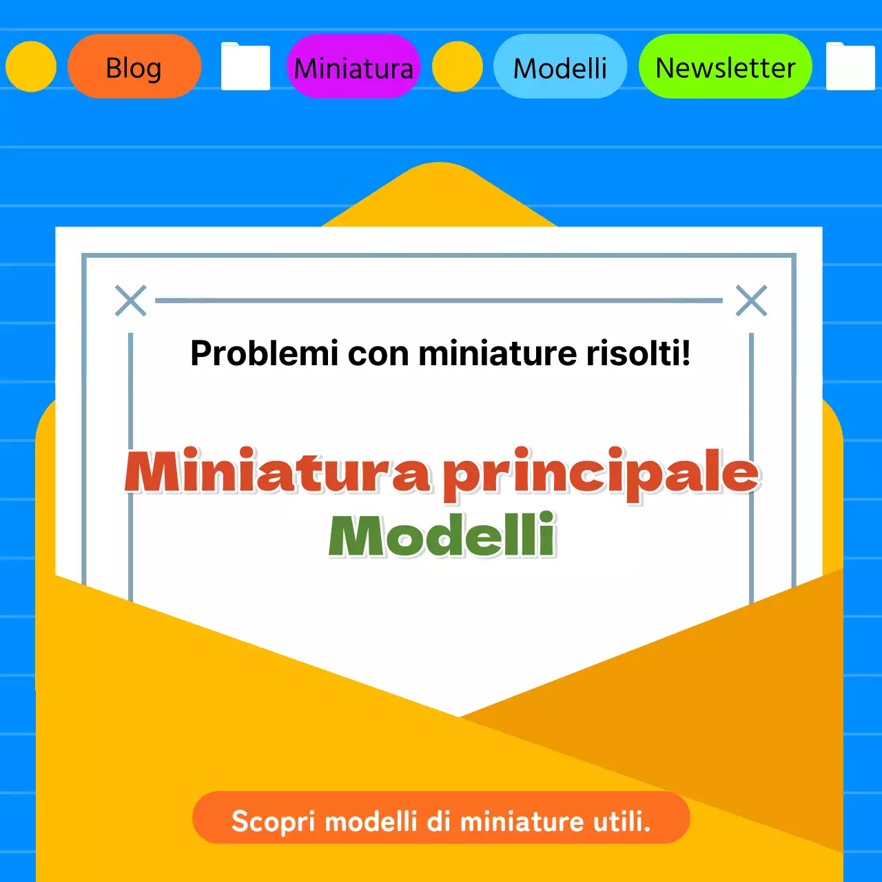 Semplice modello di miniatura blu e giallo per una newsletter