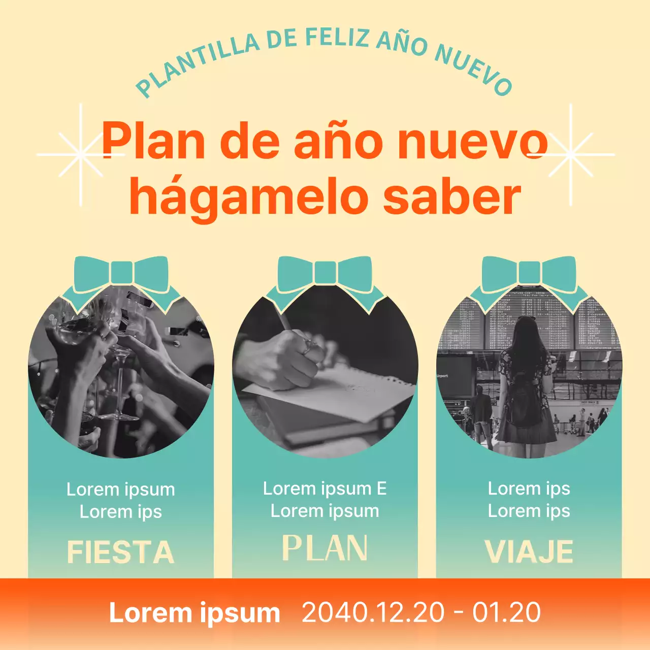 Promueva una plantilla de vacaciones oriental en naranja y menta