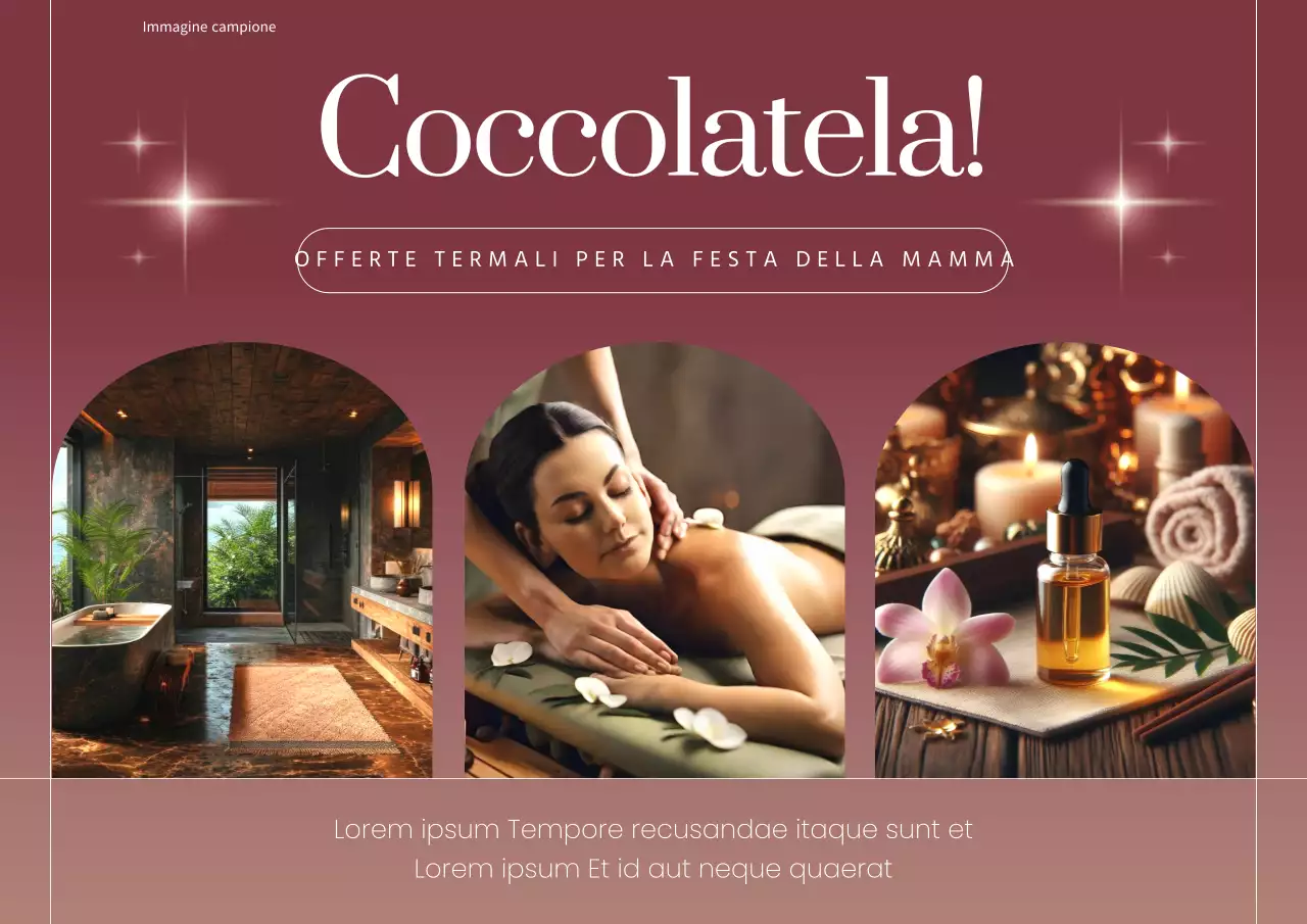 Pubblicità di un evento termale per la festa della mamma elegante e rossa