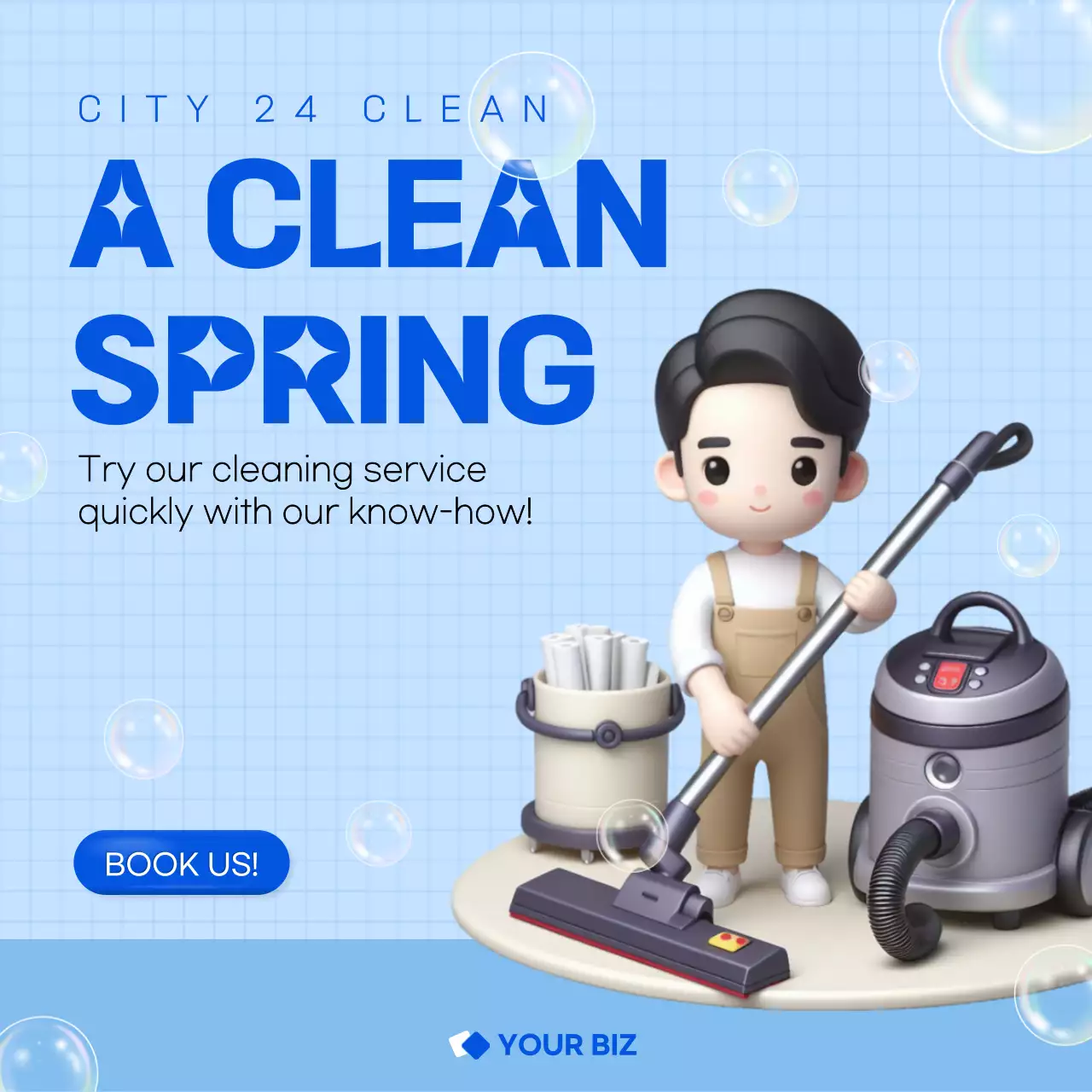 Blue Modern Cleaning Advertisement Social Media Post