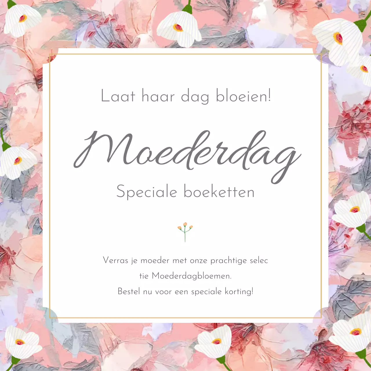 Roze en Wit Elegant Moederdag Bloemen Evenement Publiciteit