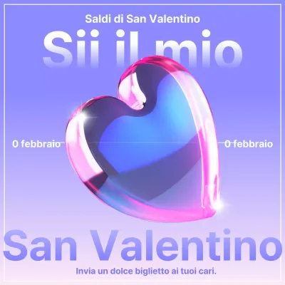 Un annuncio di vendita per San Valentino viola e cyberpunk