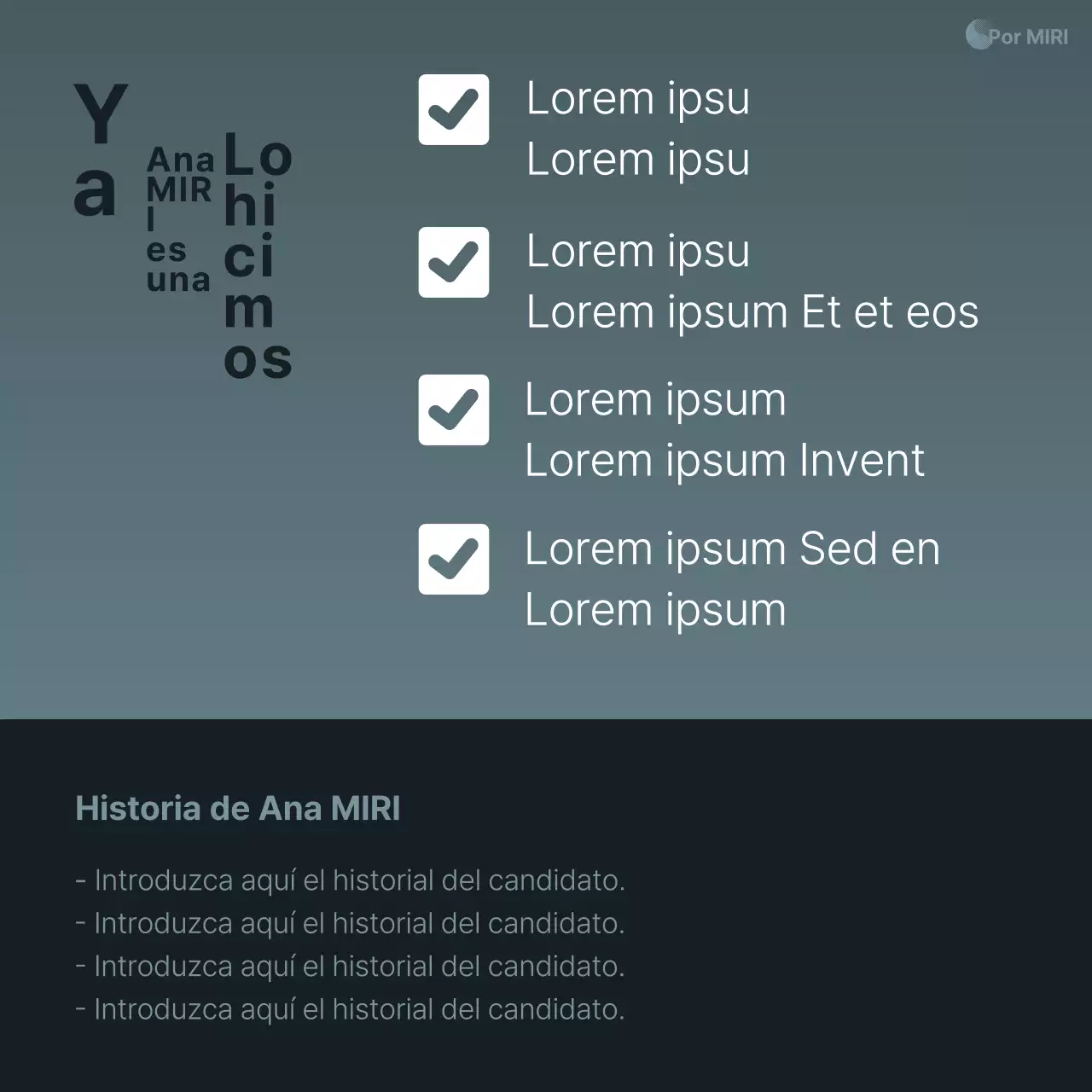 Un sencillo anuncio de campaña electoral en blanco y azul marino