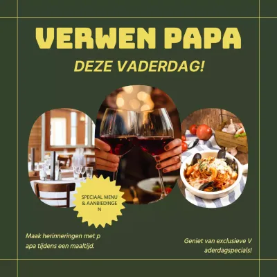 Geel en Groen Trendy Vaderdag Restaurantreclame