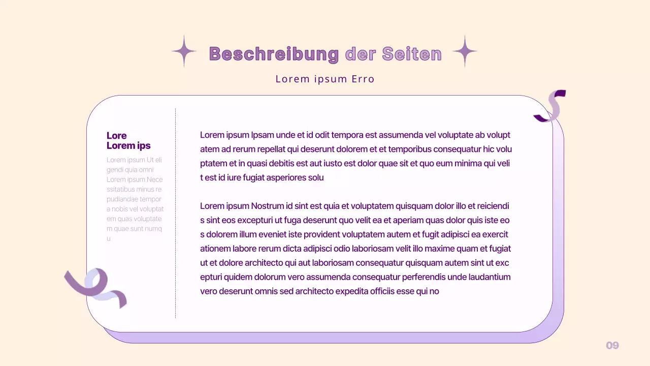 Eine einfache PM-Präsentation in Gelb und Lila