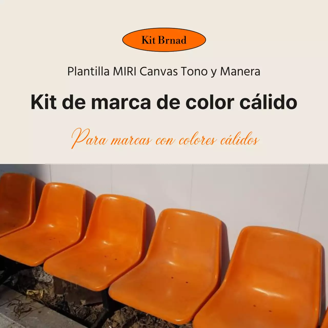 Anuncio minimalista de una tienda de muebles en naranja y negro