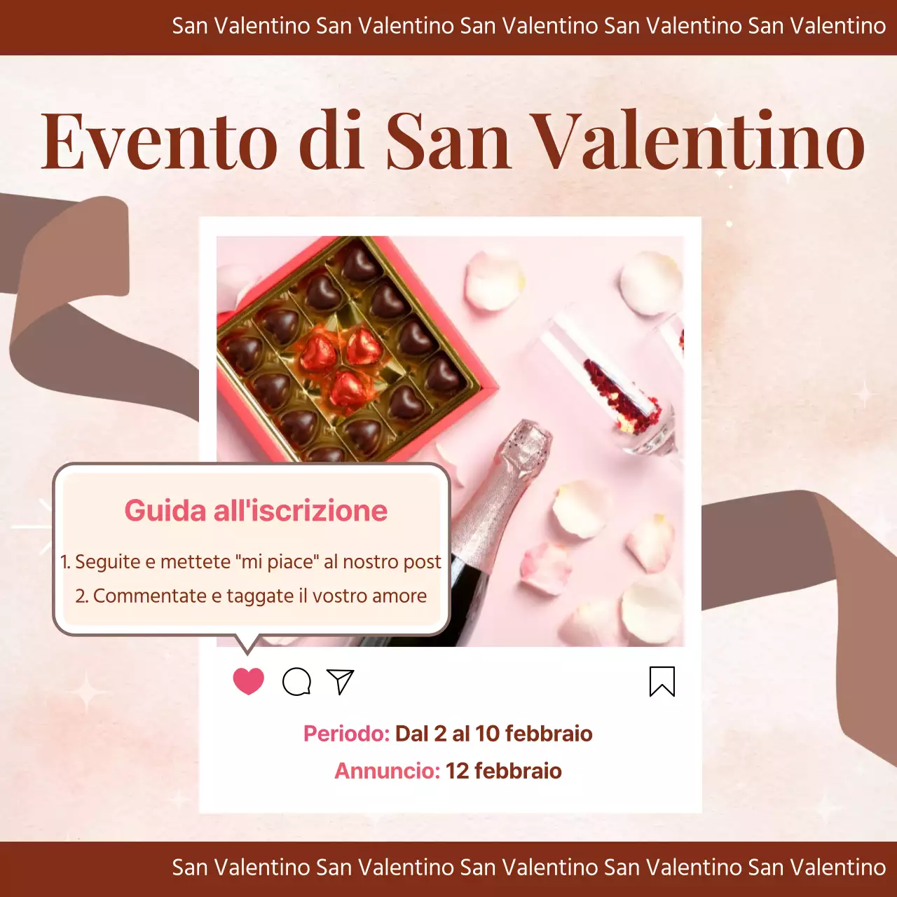 Un lussuoso annuncio di San Valentino in marrone e rosso