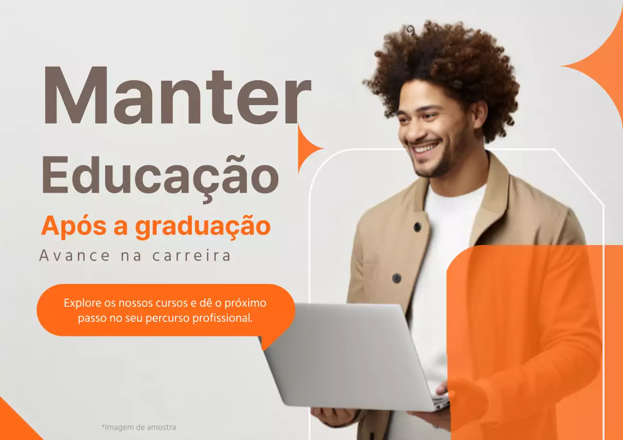 Publicidade geométrica bege e laranja para a educação profissional