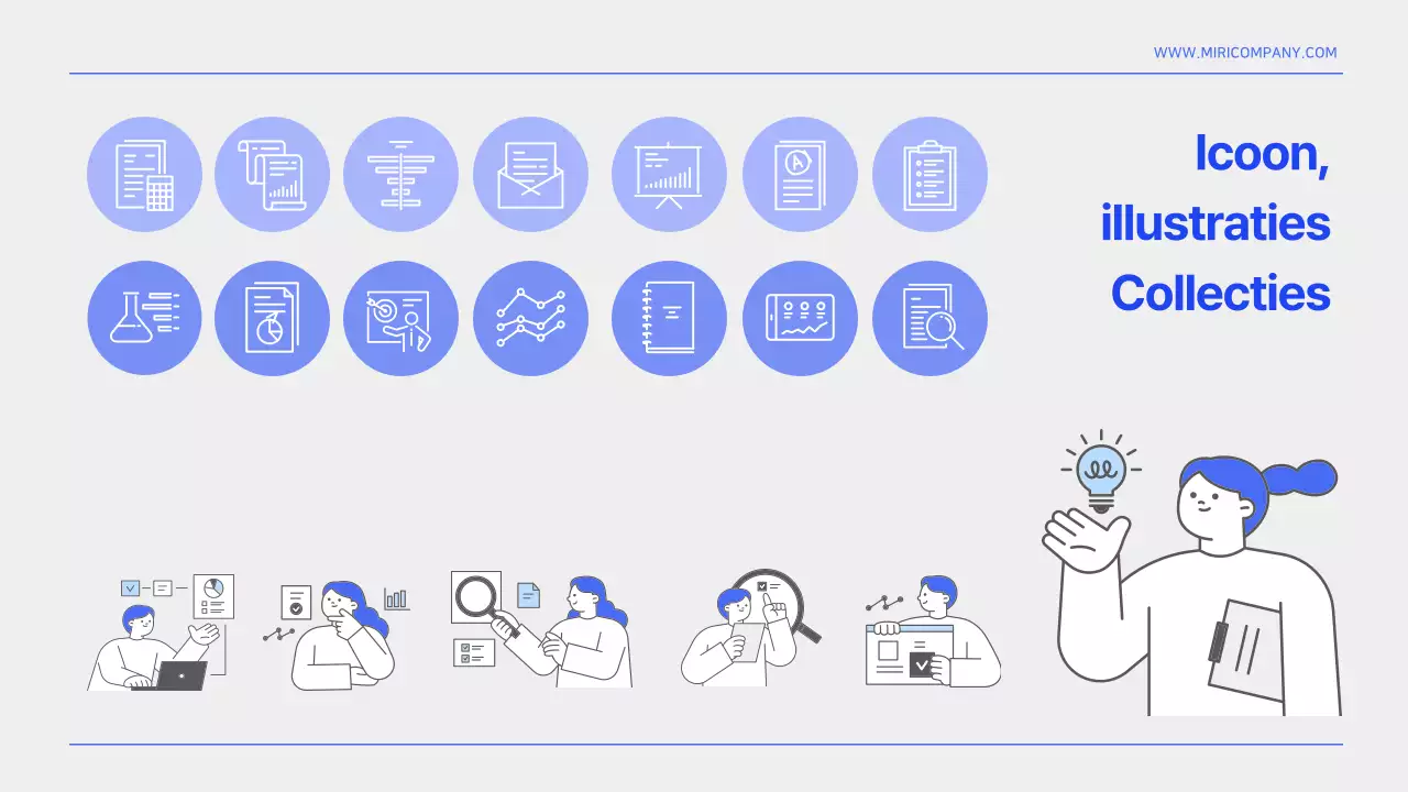 Een eenvoudig blauw-wit sjabloonrapport voor informatieorganisatie