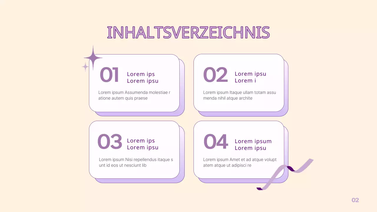 Eine einfache PM-Präsentation in Gelb und Lila